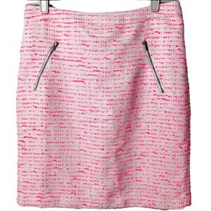 Halogen Pink Eyelash Tweed Zip Pocket Pencil Skirt Barbie Preppy Career 8